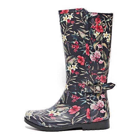 Comprar Galocha Bota Urbana Preto Floral - Kesttou - Kesttou - Estilo à  Prova D'água