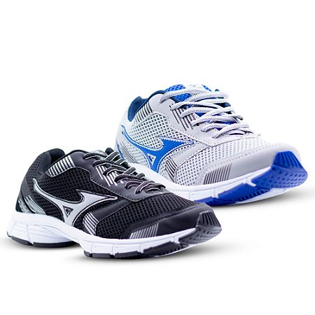 KIT MIZUNO MASCULINO - CINZA/AZUL + PRETO