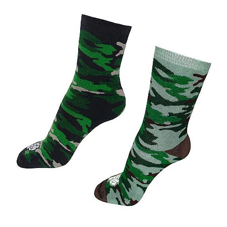 KIT MEIA MASCULINO CANO LONGO CAMUFLADA TREME TERRA