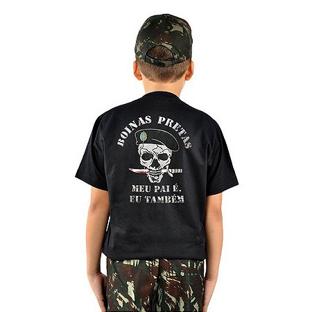 Camiseta Infantil Estampada Boinas Pretas | Elite