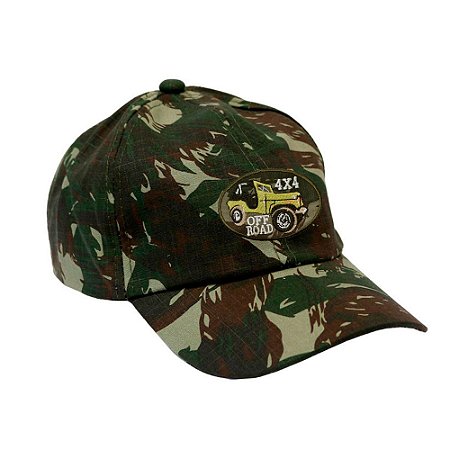 Boné Militar Rip Stop com Patch Aplicado 4x4 Off Road Amarelo | Camuflada Exército Brasileiro - Atack