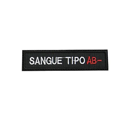 Patch Bordado Tipo Sanguíneo AB- com Fecho de Contato