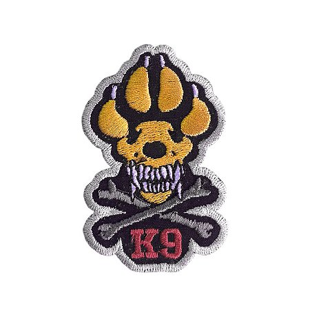 Patch Bordado K9 - Caveira com Fecho de Contato