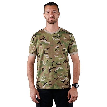 Camiseta Masculina Soldier Bélica Camuflada Multicam