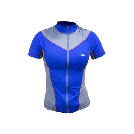 Blusa de Ciclismo Athlete Feminina Sol Sports - Azul e Cinza