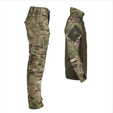 Farda Tática Bélica - Calça e Combat Shirt Camuflada Multicam
