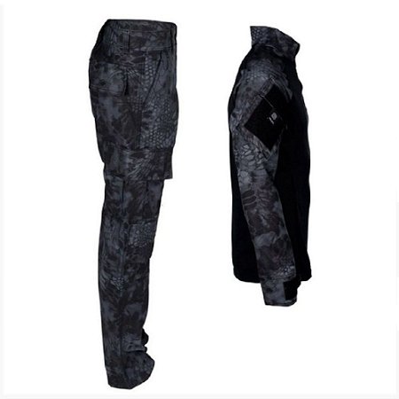Farda Tática Bélica - Calça e Combat Shirt Camuflada Kryptek Typhon