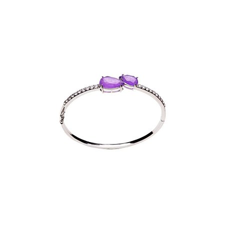 Bracelete Feminino Zircônia Violeta Fusion Banho Ródio