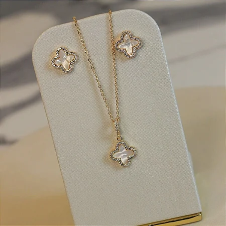 Conjunto Trevo Luxo Madrepérola