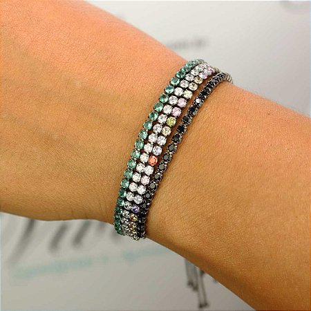 Pulseira riviera gravatinha zircônia ródio negro
