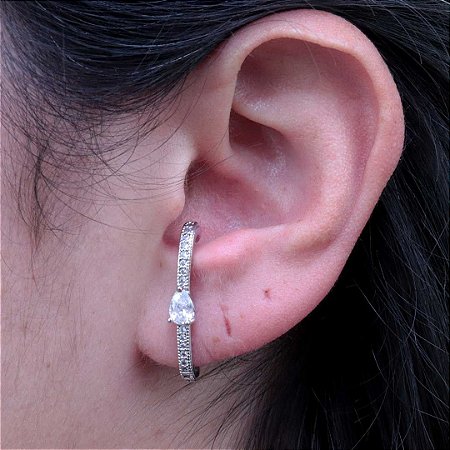 Ear Hook tendência cravejado em zircônia cristal