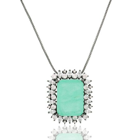 Colar retangular zircônia fusion de luxo