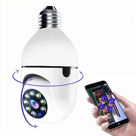 Câmera Espiã Visão Noturna Panorâmica Rotativa 360 Wifi