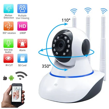 Câmera IP Wifi Wireless Sem Fio Hd 3 Antenas com Visão Noturna