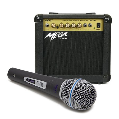 Kit Microfone Dinâmico com Fio TK 22C Onyx com Amplificador ML 20