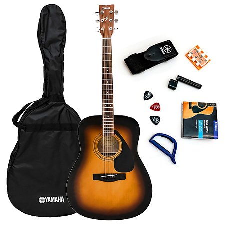 Kit Violão Folk Acústico Cordas em Aço F 310P TBS Tobacco Brown Sunburst Yamaha