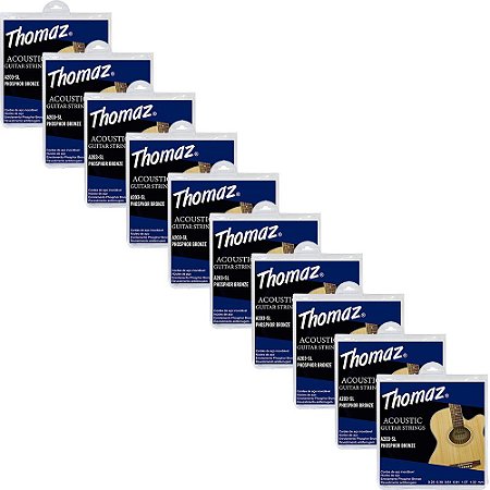 Kit 10 Encordoamentos Violão Aço 011 Phosphor Bronze 203SL Thomaz