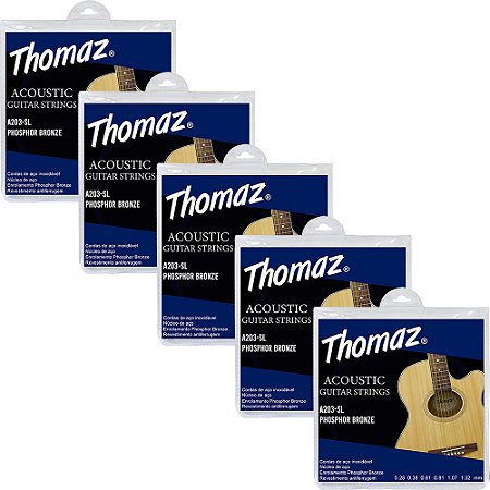 Kit 5 Encordoamentos Violão Aço 011 Phosphor Bronze 203SL Thomaz