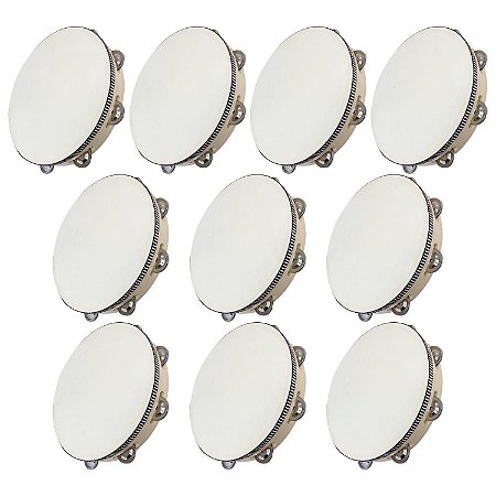 Kit 10 Pandeiros Redondo de Madeira 10" Pele Natural New York