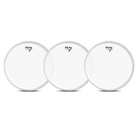 Kit 3 Peles Leitosas Translucidas para Bateria 12" New York