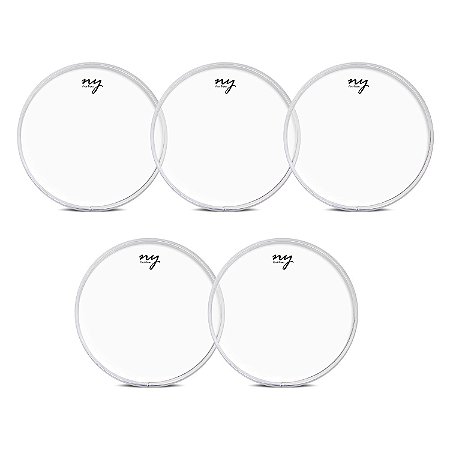 Kit 5 Peles Clear Transparente para Bateria 14" New York