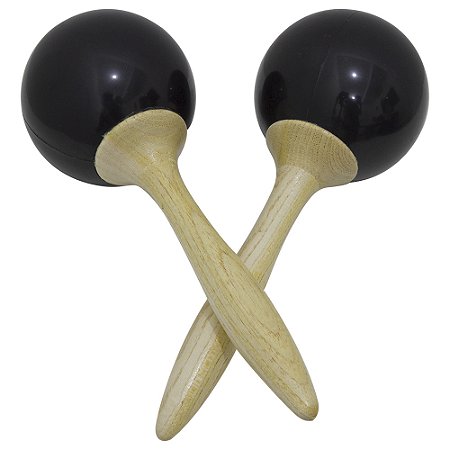 Kit 3 Pares de Maracas Redondo Preto em Madeira New York