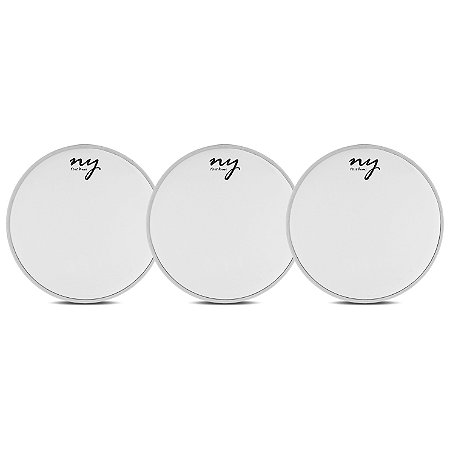 Kit 3 Peles Porosas para Bateria 8" Branca New York