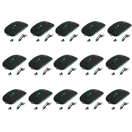 Kit 15 Mouses Sem Fio Recarregável Mega M185 com Led DPI Ajustável