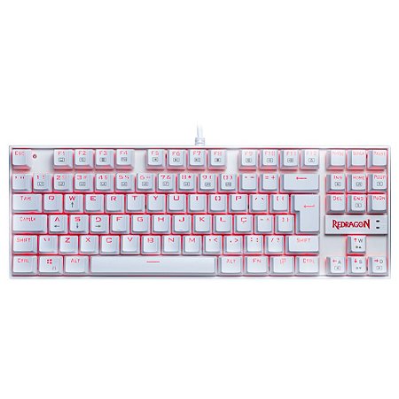 Teclado Mecânico Redragon Kumara Single Color Lunar White Switch Vermelho