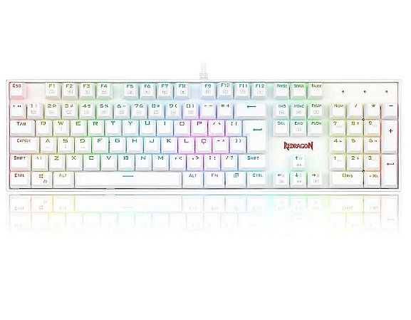 Teclado Mecânico Redragon Mitra RGB Lunar White Switch Azul
