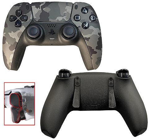 PS5 Controle Pro Gray Camouflage com Grip e Click de Mouse (Paddles PG)