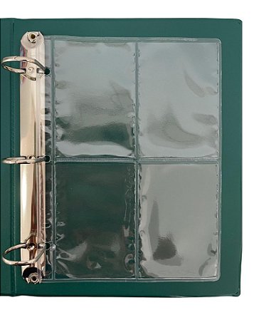 Folha De Fichario Transparente 4 bolsos