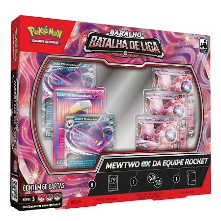 Card Pokémon Batalha de Liga Mewtwo ex da Equipe Rocket