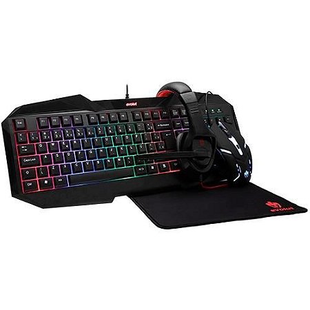 Combo Evolut EG50 Teclado + Mouse + Mousepad + Headset
