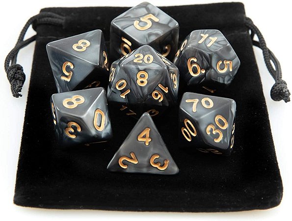 Dados para RPG Linha Black - Conjunto com 7 peças