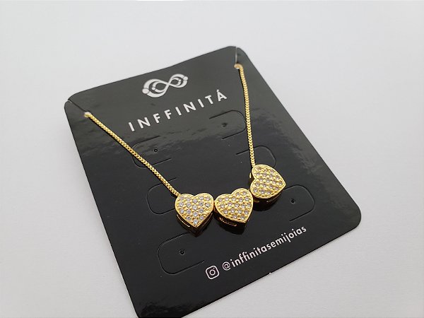 Colar Hearts - Banho de ouro 18k