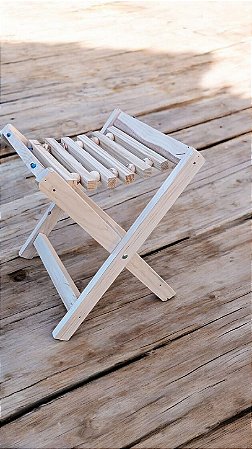 Banqueta Dobrável de Madeira Natural