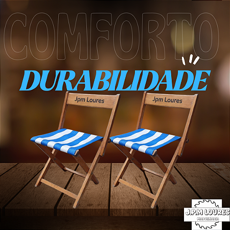 Banqueta Dobrável com Encosto em Madeira