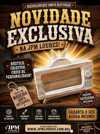 Suporte Celular TV Retrô em Madeira