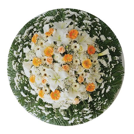 Coroa de Flores Roseira Luxo Chá - Tam 1,40 de diâmetro (FRETE GRÁTIS)