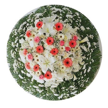 Coroa de Flores Roseira Luxo Rosa - Tam 1,40 de diâmetro (FRETE GRÁTIS)