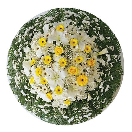 Coroa de Flores Roseira Luxo Amarela - Tam 1,40 de diâmetro (FRETE GRÁTIS)