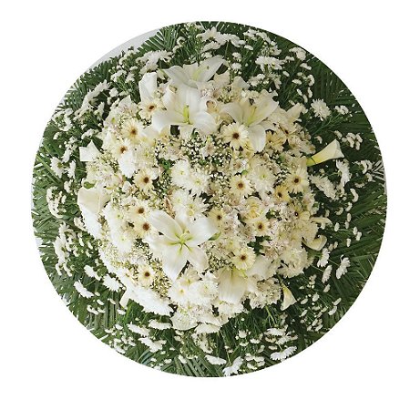 Coroa de Flores Roseira Luxo Branca - Tam 1,40 de diâmetro (FRETE GRÁTIS)