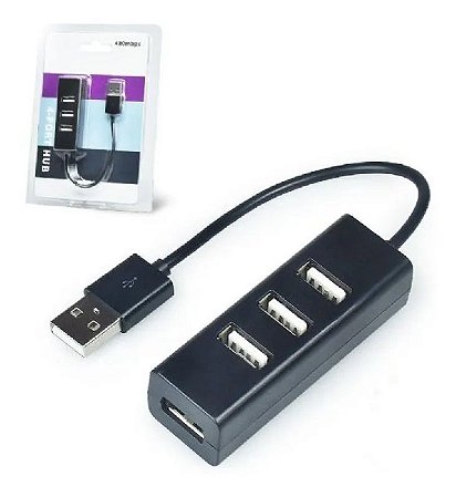 Hub Usb C/ 4 Portas Usb 2.0 Transmissão Até 480mbps Slim