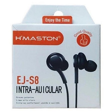 Fone De Ouvido Intra-auricular Hmaston Branco EJ-S8 - Com Microfone Botoes de volume musica chamadas mensagem P2