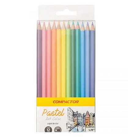 Lápis de Cor 12 Cores Tons Pastéis Art Color Compactor
