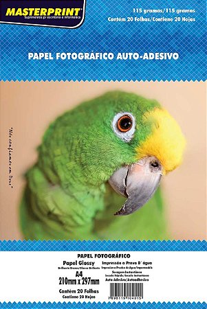 Papel Fotográfico Autoadesivo 115g A4 20 Folhas 1245 MASTERPRINT