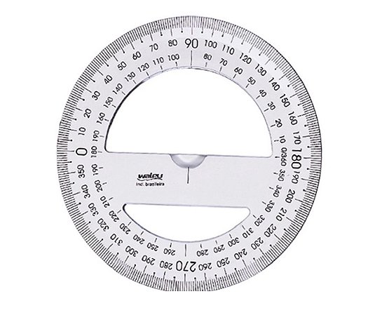 Transferidor Plástico 360 graus chanfrado