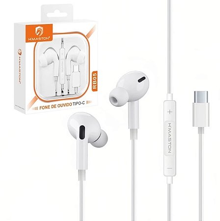 Fone de Ouvido Tipo-C RB05 H'maston Branco