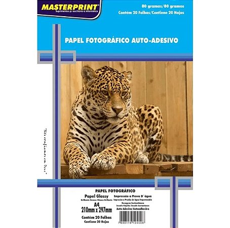 Papel Foto A4 Adesivo 80g 20 Folhas Master Print